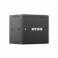 Шкаф настенный телекоммуникационный NTSS W 12U 600х450х635мм, 2 профиля 19, дверь сплошная металл, боковые стенки съемные, разобранный, черный RAL 900