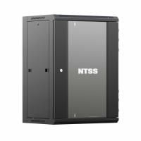 Шкаф настенный телекоммуникационный NTSS W 18U 600х600х964мм, 2 профиля 19, дверь стеклянная, боковые стенки съемные, задняя стенка, разобранный, черн