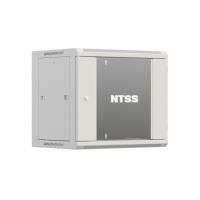 Шкаф настенный телекоммуникационный NTSS W 12U 600х450х635мм, 2 профиля 19, дверь стеклянная, боковые стенки съемные, задняя стенка, разобранный, серы