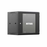 Шкаф настенный телекоммуникационный NTSS W 12U 600х600х635мм, 2 профиля 19, дверь стеклянная, боковые стенки съемные, задняя стенка, разобранный, черн