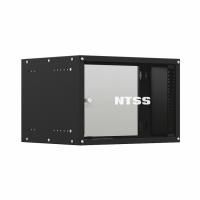 Шкаф настенный телекоммуникационный NTSS LIME 6U 550х450х370мм, 2 профиля 19, дверь стеклянная, боковые стенки несъемные, разобранный, черный RAL 9005