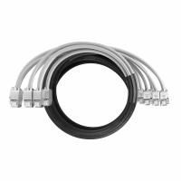 Кабельная сборка NTSS PREMIUM 6pc, U/FTP CAT6A, оконцована разъемами KEYSTONE RJ45 FTP CAT6A, заделка в чулке, вывод 0.6м, длина 9м, LSZH, серый