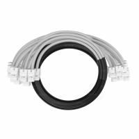 Кабельная сборка NTSS PREMIUM 24pc, UTP CAT6A, оконцована разъемами KEYSTONE RJ45 UTP CAT6A, заделка в чулке, вывод 0.6м, длина 11м, LSZH, серый
