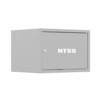 Шкаф настенный телекоммуникационный NTSS LIME 6U 550х600х370мм, 2 профиля 19, дверь сплошная металл, боковые стенки несъемные, разобранный, серый RAL