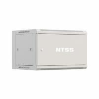 Шкаф настенный телекоммуникационный NTSS W 9U 600х450х500мм, 2 профиля 19, дверь сплошная металл, боковые стенки съемные, разобранный, серый RAL 7035