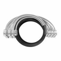 Кабельная сборка NTSS PREMIUM 24pc, U/FTP CAT6A, оконцована разъемами KEYSTONE RJ45 FTP CAT6A, заделка в чулке, вывод 0.6м, длина 15м, LSZH, серый