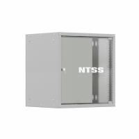 Шкаф настенный телекоммуникационный NTSS LIME 15U 550х450х770мм, 2 профиля 19, дверь стеклянная, боковые стенки несъемные, разобранный, серый RAL 7035