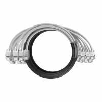 Кабельная сборка NTSS PREMIUM 24pc, S/FTP CAT6A, оконцована разъемами KEYSTONE RJ45 FTP CAT6A, заделка в чулке, вывод 0.6м, длина 4м, LSZH, серый