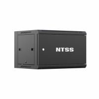 Шкаф настенный телекоммуникационный NTSS W 9U 600х450х500мм, 2 профиля 19, дверь сплошная металл, боковые стенки съемные, разобранный, черный RAL 9005
