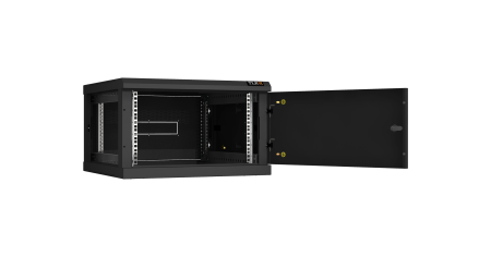 Настенный разборный шкаф NIKOMAX 19", 6U, металлическая дверь, Ш600хВ370хГ600мм, 2 пары монтажных направляющих, черный