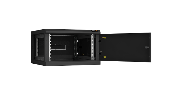 Настенный разборный шкаф NIKOMAX 19", 6U, металлическая дверь, Ш600хВ370хГ600мм, 2 пары монтажных направляющих, черный