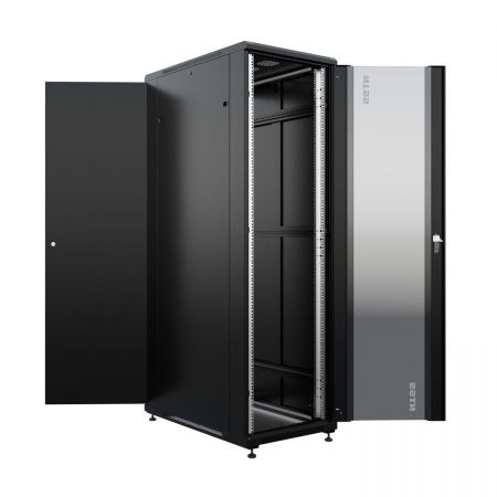 Шкаф напольный универсальный серверный NTSS R 32U 600х1000мм, 4 профиля 19, двери стекло и сплошная металл, боковые стенки съемные, регулируемые опоры
