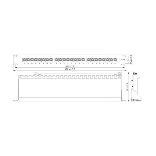 Патч-панель NTSS PREMIUM 1U 24 порта RJ45 FTP cat.5е, Krone IDC (инструмент в комплекте), с органайзером