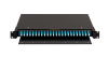Оптический кросс NIKOMAX 19" Premium Line, 1U, укомплектованный на 48 портов LC/UPC (24 двойных LC/UPC адаптеров), SM 9/125 OS2, выдвижной, с полкой,  черный, в комплекте: адаптеры, монтажные шнуры 1м, сплайс-кассета с крышкой, гильзы