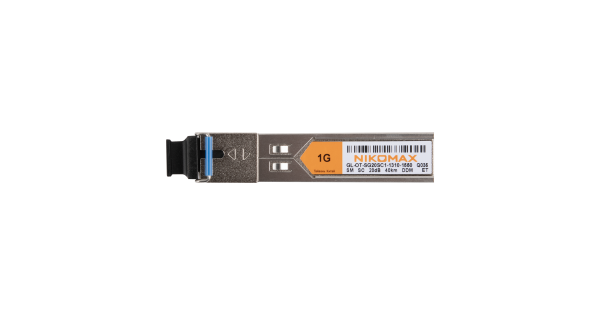 Модуль NIKOMAX SFP, 1.25 Гбит/с, WDM, 1 ОВ, SM, 1xSC, Tx:1310/Rx:1550 нм, DDM, 20 дБ (до 40 км)