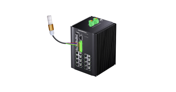Управляемый промышленный L2+ коммутатор NIKOMAX, 16*10/100/1000Мбит/с PoE (af/at/BT) из которых 4 порта PoE BT, 4*1/2.5/10Гбит/с SFP+, Крепление на DIN-рейку, 2*ввода питания, питание 44-57В (блок питания 480Вт поставляется отдельно), 1*датчик температуры