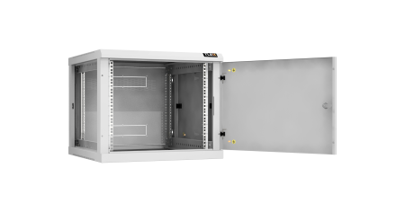 Настенный разборный шкаф NIKOMAX 19", 9U, металлическая дверь, Ш600хВ503хГ600мм, 2 пары монтажных направляющих, серый