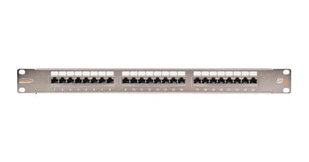 Коммутационная панель NIKOMAX 19", 1U, 24 порта, Кат.6 (Класс E), 250МГц, RJ45/8P8C, 110/KRONE, T568A/B, полный экран, с органайзером, металлик - гарантия: 5 лет расширенная / 25 лет системная