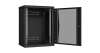 Настенный разборный шкаф NIKOMAX 19", 15U, стеклянная дверь, Ш600хВ770хГ450мм, 2 пары монтажных направляющих, черный