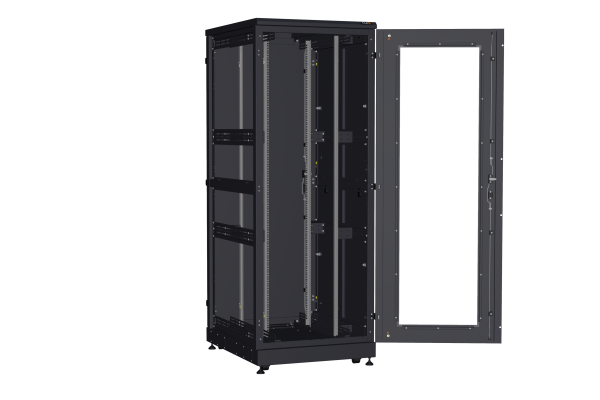 Напольный шкаф NIKOMAX серии TFA-R 19", 42U, дверь со стеклом и металлическая, металлические двухуровневые стенки, Ш800хВ2114хГ1000мм, в разобранном виде, черный