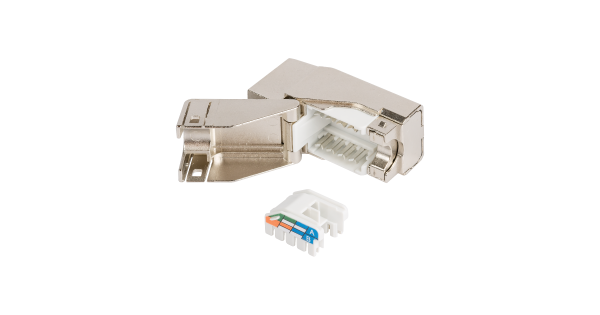 Модуль-вставка NIKOMAX типа Keystone, Кат.5е (Класс D), 100МГц, RJ45/8P8C, самозажимной, T568A/B, полный экран, металлик - гарантия: 5 лет расширенная / 25 лет системная