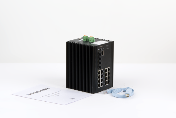 Управляемый промышленный L2+ коммутатор NIKOMAX, 16*10/100/1000Мбит/с PoE (af/at), 4*1/2.5/10Гбит/с SFP+, Крепление на DIN-рейку, 2*ввода питания, питание 44-57В (блок питания 370Вт поставляется отдельно), -40С +70С.