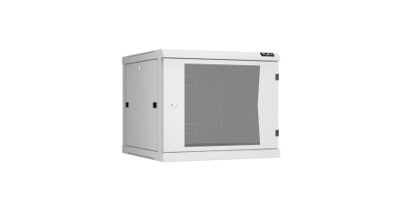 Настенный разборный шкаф NIKOMAX 19", 9U, стеклянная дверь, Ш600хВ503хГ600мм, 2 пары монтажных направляющих, серый