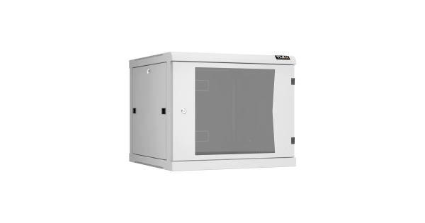 Настенный разборный шкаф NIKOMAX 19", 9U, стеклянная дверь, Ш600хВ503хГ600мм, 2 пары монтажных направляющих, серый