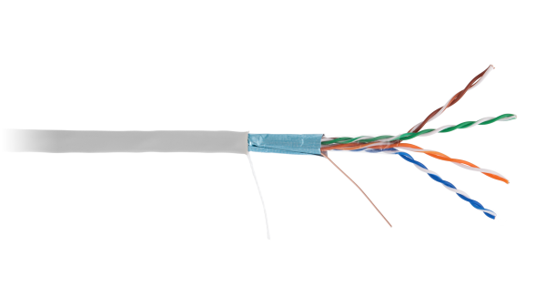 Кабель NETLAN F/UTP 4 пары, Кат.5e (Класс D), 100МГц, одножильный, BC (чистая медь), поливинилхлорид, серый, 305м - гарантия: 1 год