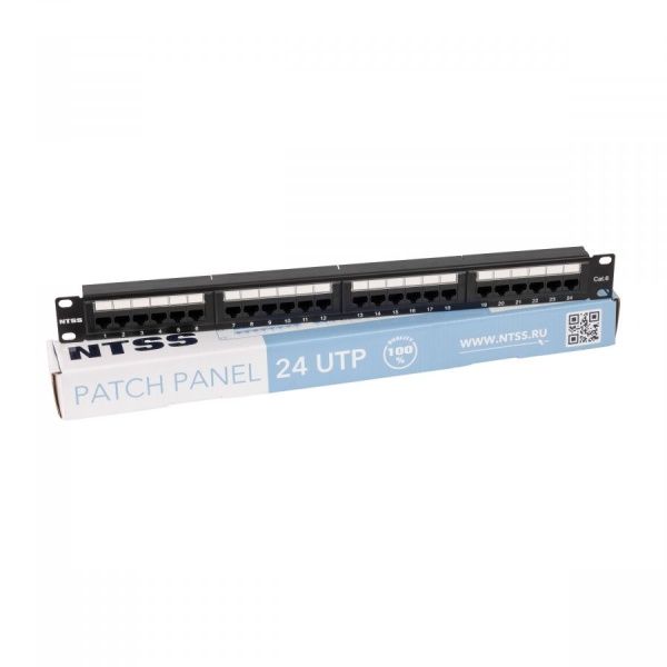 Патч-панель NTSS 24 UTP порта RJ45, cat.6, 1U, Dual IDC, без органайзера