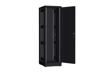 Напольный шкаф NIKOMAX серии TFR-R2 19", 42U, металлические двери, металлические стенки, Ш600хВ2010хГ800мм, в разобранном виде, черный