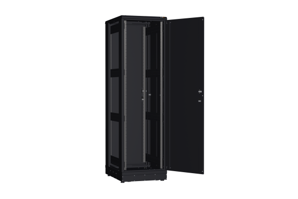 Напольный шкаф NIKOMAX серии TFR-R2 19", 42U, металлические двери, металлические стенки, Ш600хВ2010хГ800мм, в разобранном виде, черный