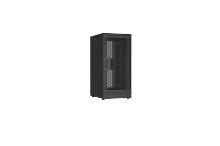 Напольный шкаф NIKOMAX серии TFR-R2 19", 24U, перфорированные двери, металлические стенки, Ш600хВ1280хГ800мм, в разобранном виде, черный