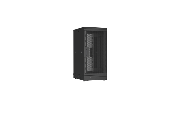 Напольный шкаф NIKOMAX серии TFR-R2 19", 24U, перфорированные двери, металлические стенки, Ш600хВ1280хГ800мм, в разобранном виде, черный