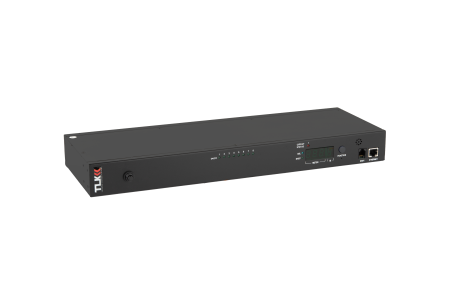 Блок  контролируемых электрических розеток NIKOMAX, SW - Switched, (включение и отключение каждой розетки, измерение общего потребления и отправка показаний через LAN), 19", 8 розеток C13, макс. нагрузка 16 А, шнур питания 3 м., вилка С20, цифровое измере