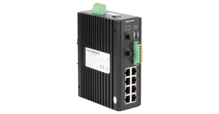 Управляемый промышленный L2+ коммутатор NIKOMAX, 8*10/100/1000Мбит/с PoE (af/at), 2*1/2.5Гбит/с SFP+, Крепление на DIN-рейку, 2*ввода питания, питание 44-57В (блок питания 240Вт поставляется отдельно), 1*цифровой вход, 1*цифровой выход (реле), 1*RS485, -4