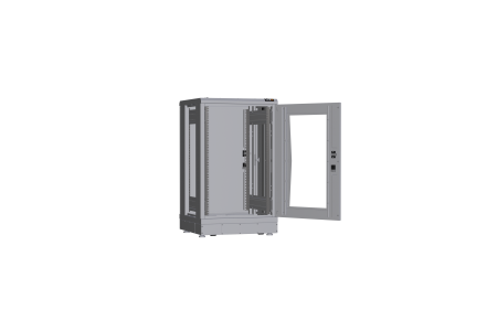 Напольный шкаф NIKOMAX серии TFR-R2 19", 18U, дверь со стеклом и металлическая, металлические стенки, Ш600хВ1007хГ600мм, в разобранном виде, серый