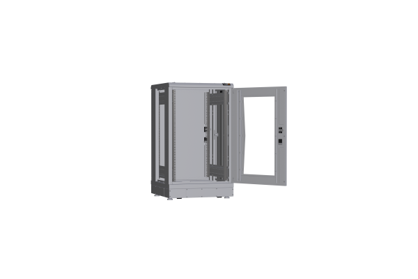 Напольный шкаф NIKOMAX серии TFR-R2 19", 18U, дверь со стеклом и металлическая, металлические стенки, Ш600хВ1007хГ600мм, в разобранном виде, серый