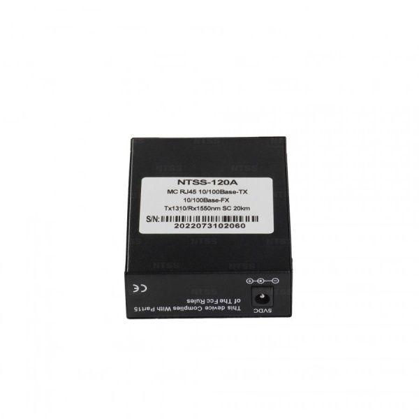 WDM медиаконвертер NTSS с RJ45 портом 10/100Base-T и 10/100Base-FX с разъемом SC, рабочая длина волны (передача/прием) 1310/1550 нм, SM, дальность до