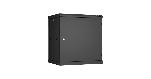 Настенный разборный шкаф NIKOMAX 19", 12U, металлическая дверь, Ш600хВ636хГ450мм, 2 пары монтажных направляющих, черный