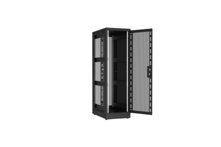 Напольный шкаф NIKOMAX серии TFR-R2 19", 42U, двери перфорированные, одностворчатая и двустворчатая, металлические стенки, Ш600хВ2010хГ1000мм, в разобранном виде, черный