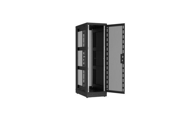 Напольный шкаф NIKOMAX серии TFR-R2 19", 42U, двери перфорированные, одностворчатая и двустворчатая, металлические стенки, Ш600хВ2010хГ1000мм, в разобранном виде, черный
