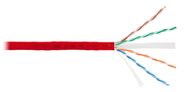 Кабель NIKOMAX U/UTP 4 пары, Кат.6 (Класс E), тест по ISO/IEC, 250МГц, одножильный, BC (чистая медь), 23AWG (0,55мм), полимерный материал нг(А)-HF, внутренний, зеленый, 305м - гарантия: 5 лет / 15 лет системная