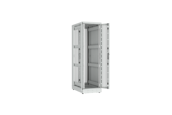 Напольный шкаф NIKOMAX серии TFR-R2 19", 42U, двустворчатые перфорированные двери, металлические стенки, Ш600хВ2010хГ1000мм, в разобранном виде, серый