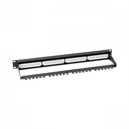 Патч-панель NTSS PREMIUM 1U 24 порта RJ45 UTP cat.5е, AL, Dual IDC с органайзером