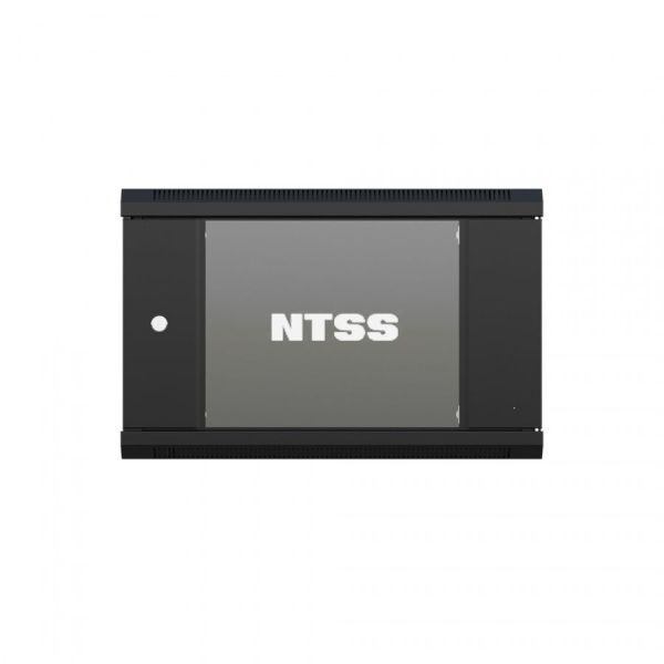 Шкаф настенный телекоммуникационный NTSS W 9U 600х600х500мм, 2 профиля 19, дверь стеклянная, боковые стенки съемные, задняя стенка, разобранный, черны