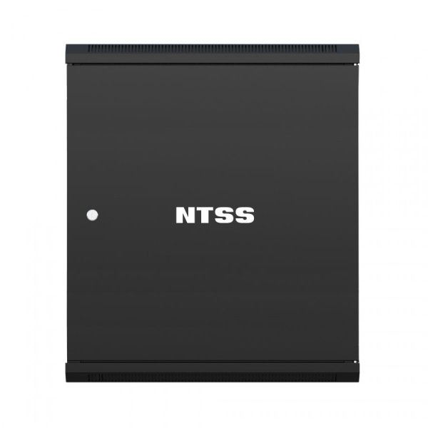 Шкаф настенный телекоммуникационный NTSS W 15U 600х450х770мм, 2 профиля 19, дверь сплошная металл, боковые стенки съемные, разобранный, черный RAL 900