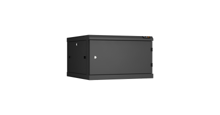 Настенный разборный шкаф NIKOMAX 19", 6U, металлическая дверь, Ш600хВ370хГ600мм, 2 пары монтажных направляющих, черный