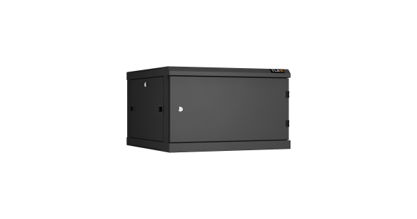 Настенный разборный шкаф NIKOMAX 19", 6U, металлическая дверь, Ш600хВ370хГ600мм, 2 пары монтажных направляющих, черный
