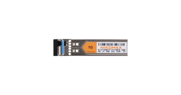 Модуль NIKOMAX SFP, 1.25 Гбит/с, WDM, 1 ОВ, SM, 1xLC, Tx:1310/Rx:1550 нм, DDM, 6 дБ (до 3 км)